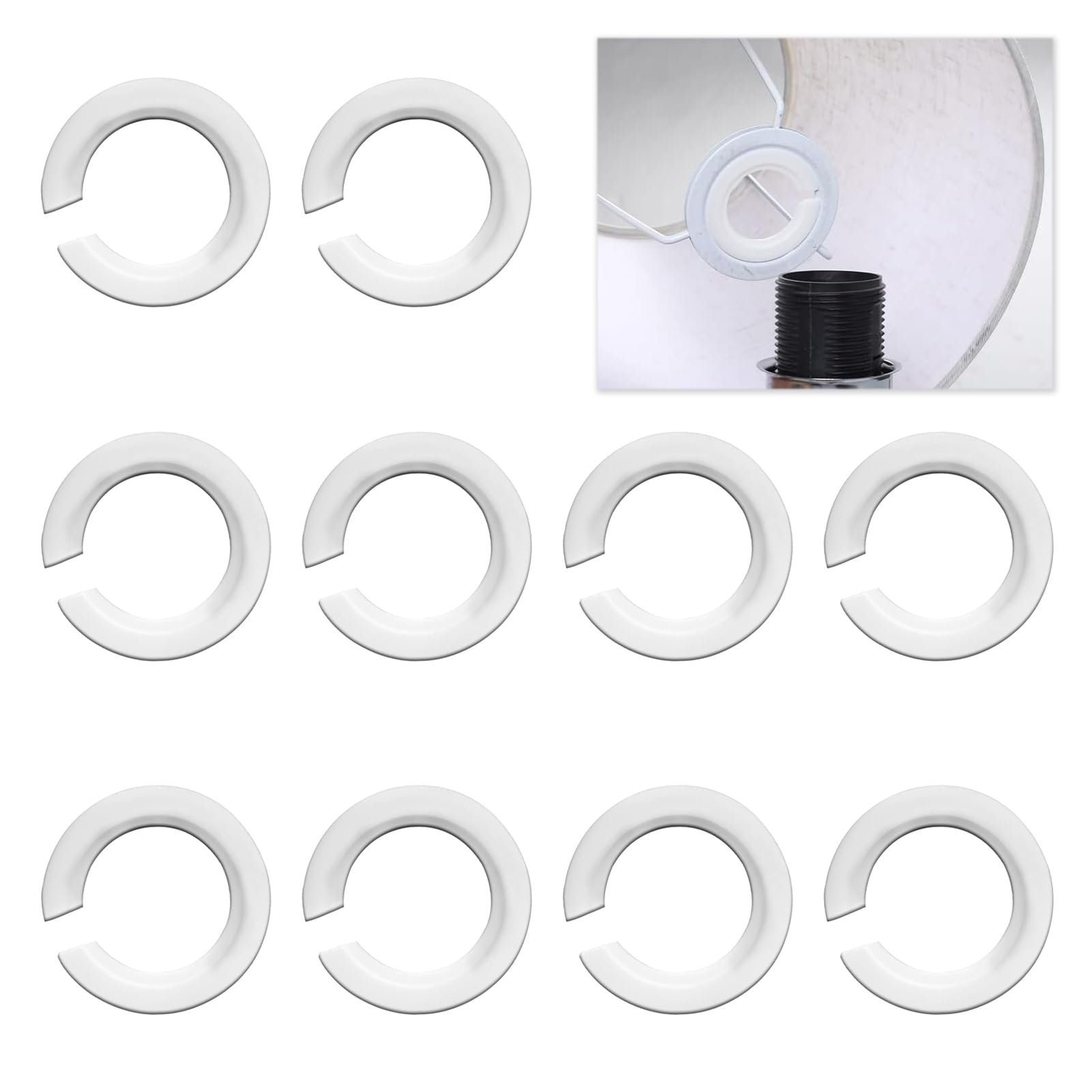 10 Pcs E27 to E14 Lampshade Reducer Rings, Plastic Lamp Shade Ring Converter, 42mm to 29mm Reducer Adapter Ring for Light Shades Fitting, Duplex Rings for Mounting E14 Bulb in E27 Shades, White