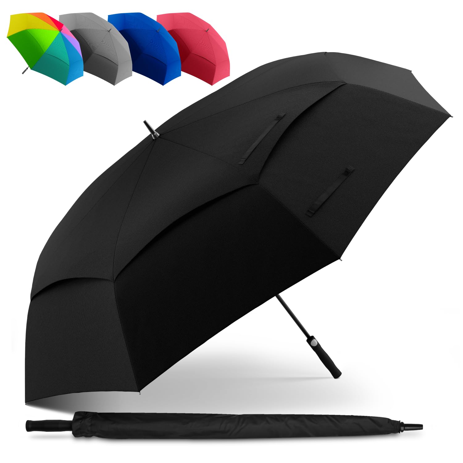 STYNGARD XXL Regenschirm Groß Sturmfest [Ø 130/140 cm] - Golfschirm mit Doppelbespannung für maximalen Wind- und Regenschutz Modell - Regenschirm für 2 Personen - BELFAST