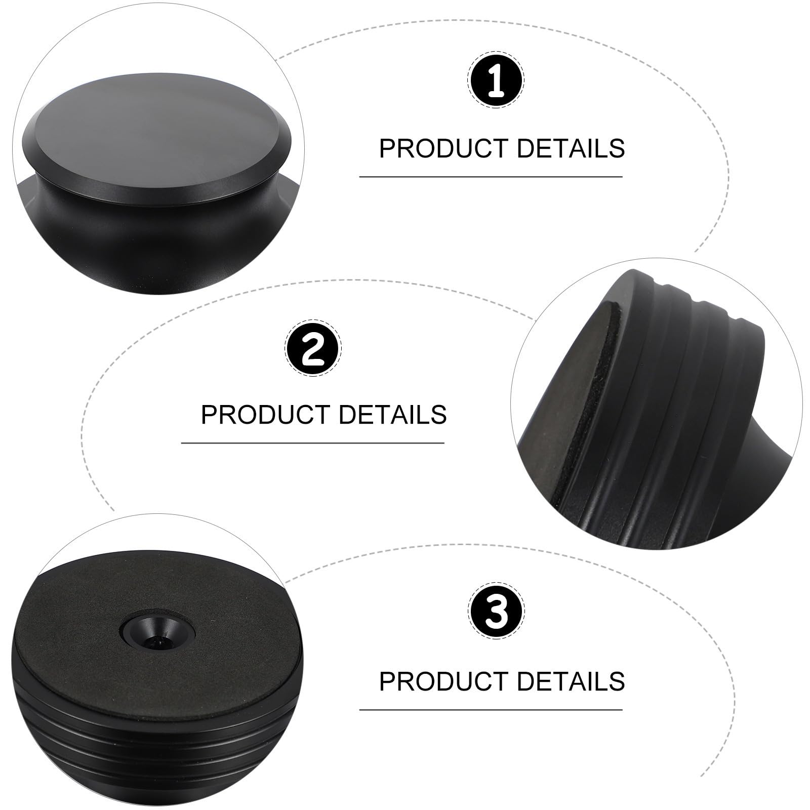 TOYANDONA Stabilizzatore per Migliorare la Qualità del Suono 400g per Vinile in Alluminio Nero Funzione Antivibrazione su Giradischi Professionale