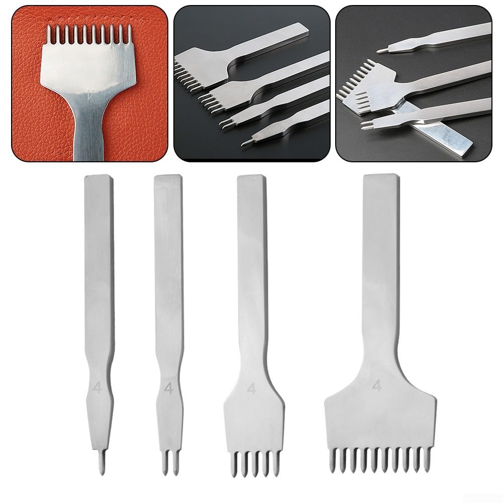 Scalpello per Cuoio in Acciaio da a per freddo - Punta Diamantata per Francese - Precisione per Sella e - Set (4mm Diamond Cut Suit)