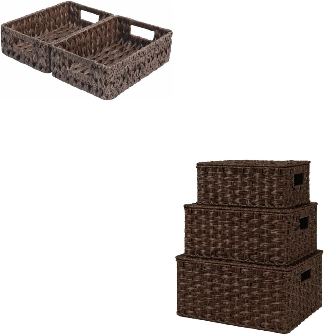 GRANNY SAYS Bundle of 3-Pack Wicker Baskets & 2-Pack Wicker Shelf Baskets