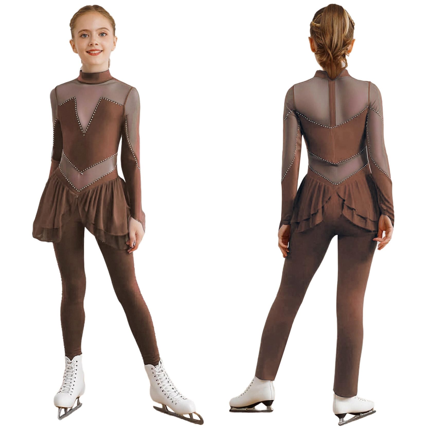Brillante Tuta A Maniche Lunghe Per Bambina Body Ginnastica Abbigliamento Performance Danza Balletto Completo Anni