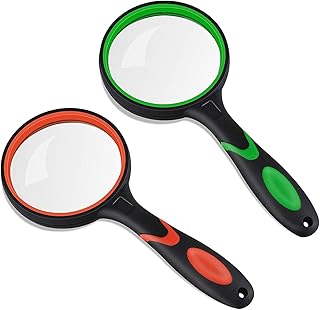 2-Pack 10X Magnifying Glass Handheld Reading Magnifier, Magnifying Lens and Non-Slip Handle for Jewelry, Coin, Reading, Hobbies, Crafts, Insect, Plant, Science (75mm)