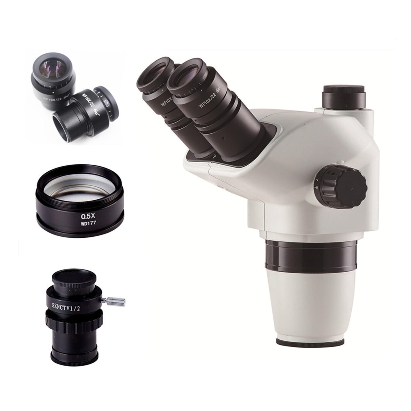 Testa for microscopio trinoculare con zoom simul-focale 7X-45X