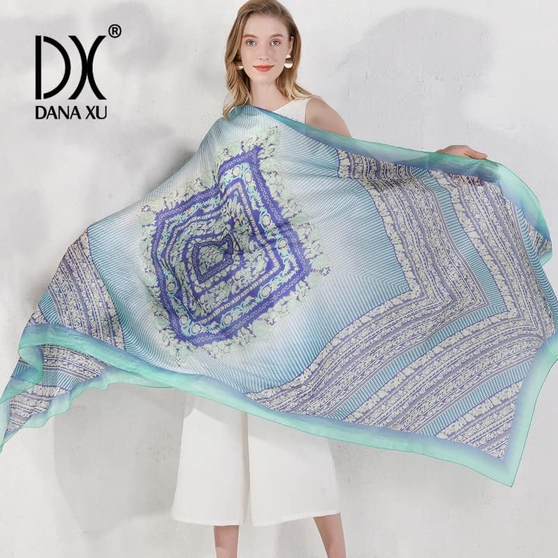 DANA XU Women's 100% Mulberry Silk Pashmina Shawl and Wraps Extra Large Floral Scarf for Evening Dresses, Soft Oversized - Image 6