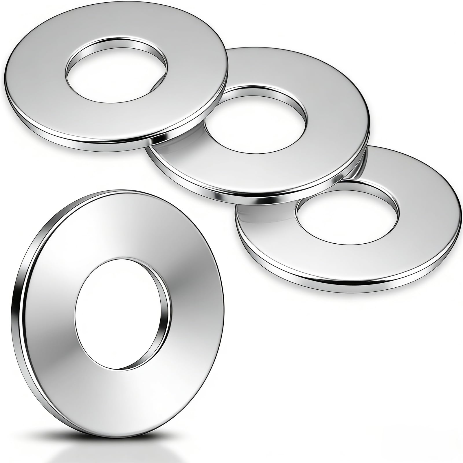 50Pcs M8 Stainless Steel Washers for Bolts and Screws - 304 Grade Silver Metal Flat Washers M8 x 20mm, Penny Washers for Plumbing, Furniture, Thickness 1.5mm