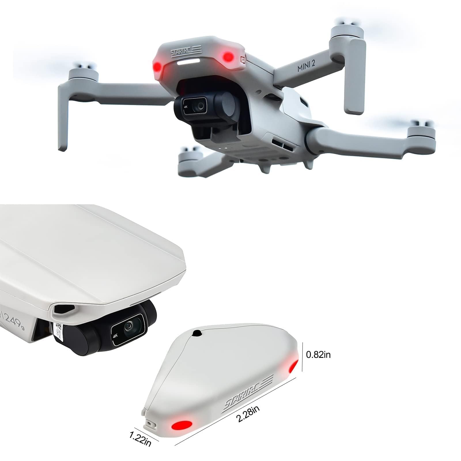 Mini 2 SE faros delanteros para DJI Mini 2 SE/Mini SE/Mavic Mini/Mini 2 accesorios, 3 modelos de luz, luz estroboscópica/luces de señal/luces SOS (iluminación roja) 3