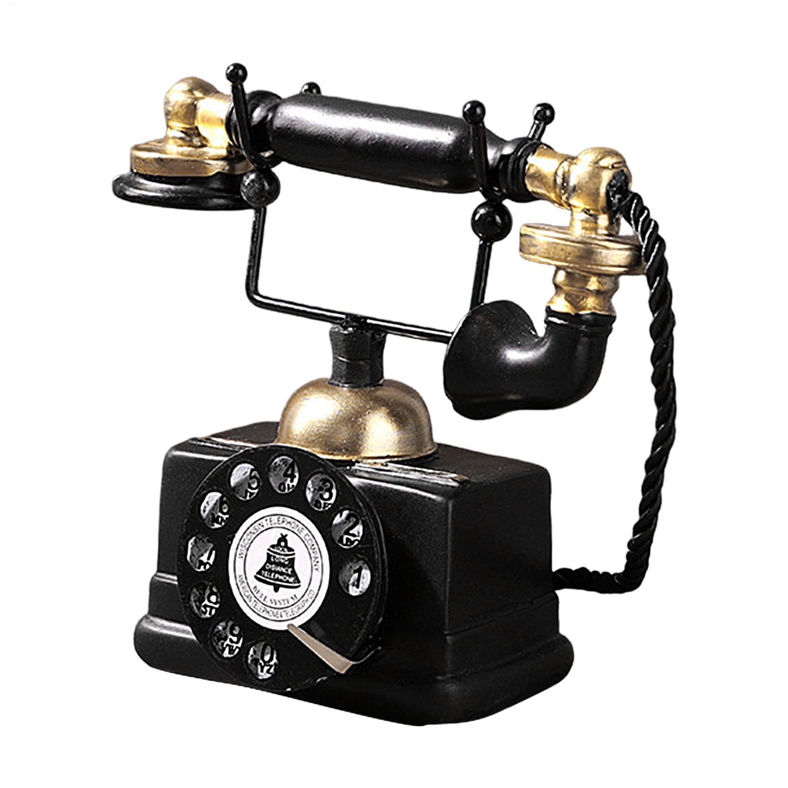 Retro Telephone Decor - Vintage Rotary Phone Model, Classic Landline Resin Phone | Old-Fashioned Corded Phone, Antique Phone Decor, Vintage Telephone Shelf Decor for Home Decor, Living Room