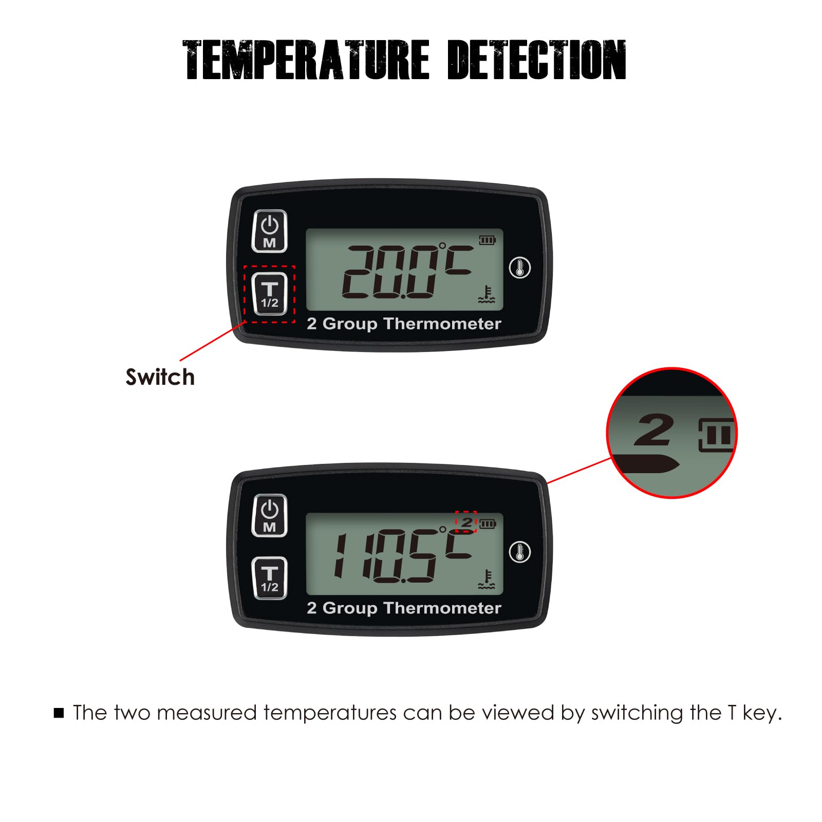 Il misuratore di temperatura digitale del motore con display LCD Taikemeti è stato progettato per misurare le temperature del motore come navi, tosaerba, motoseghe, ecc.