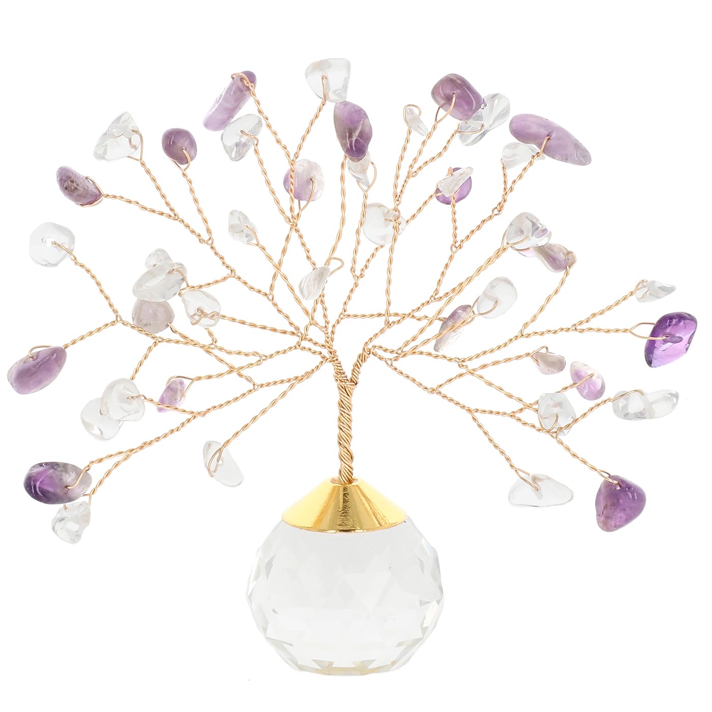 Shudehill Giftware Multicolor Amethyst Crystal Gem Tree – Handcrafted Healing Tree On Faceted Base – Calming Energy Decor For Home & Office