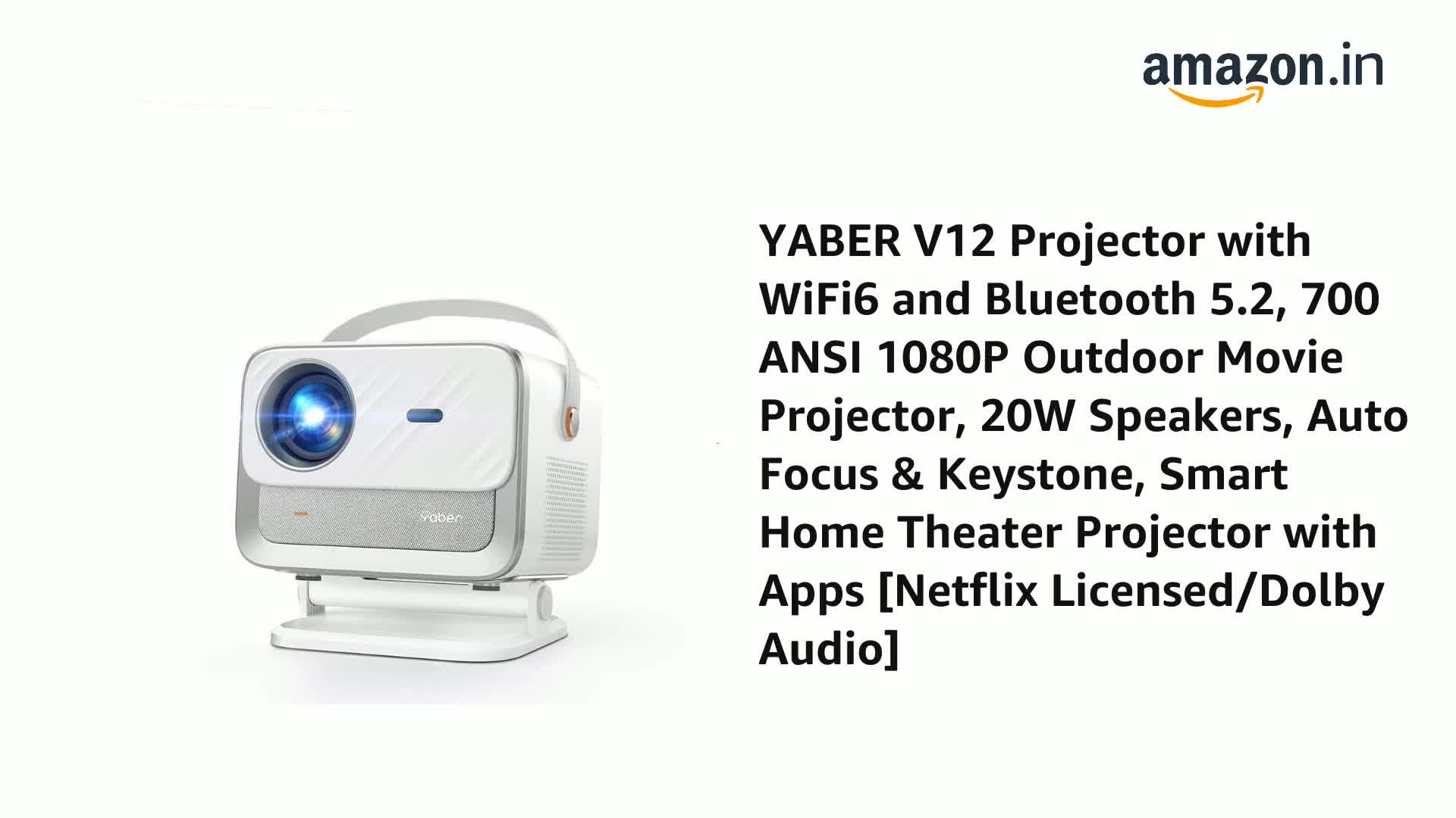 YABER V12 Projector with WiFi6 and Bluetooth 5.2, 700 ANSI