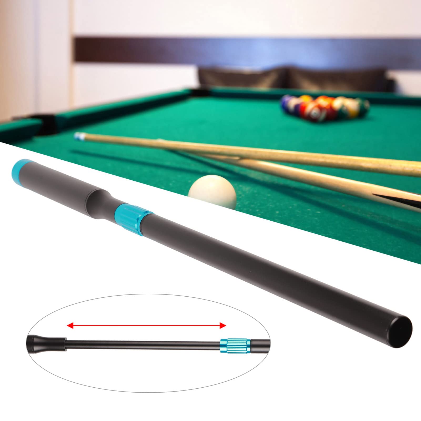 Billard Pool Cues Extension Aluminium Télescopique Réglable Barre Extensible pour Snooker Queue Professionnelle, Conception Légère et Compacte