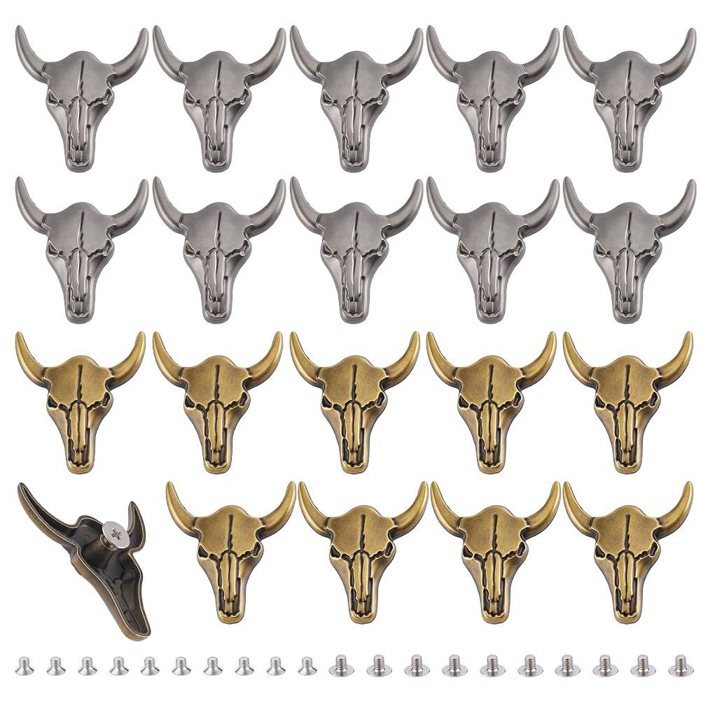 Botones de metal grabado AHANDMAKER de cabeza de vaca para artesanía