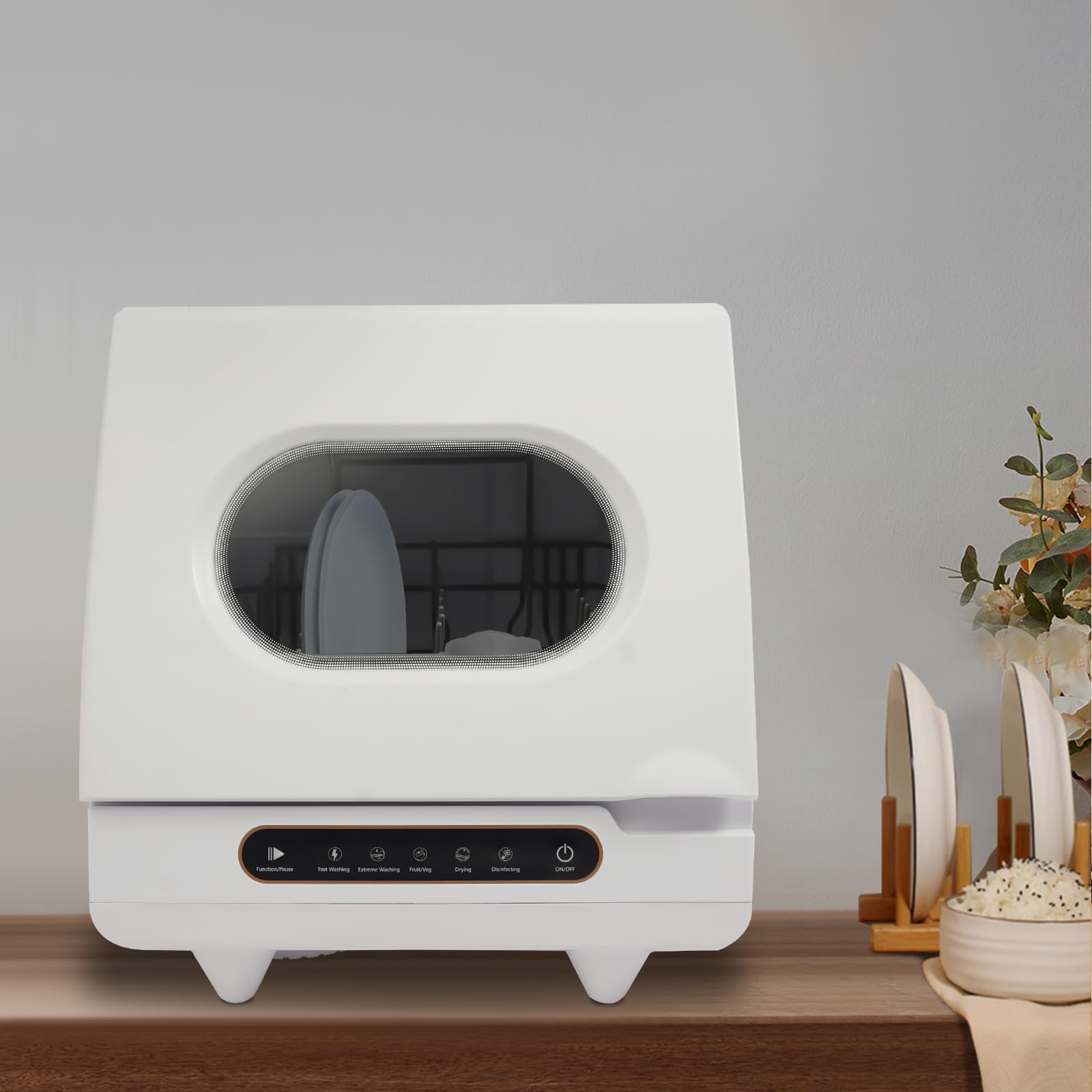 Lavastoviglie da tavolo, mini lavastoviglie portatile, mini lavastoviglie con serbatoio dell'acqua da 5 l e 5 programmi, piccola lavastoviglie da tavolo per casa, ufficio, campeggio