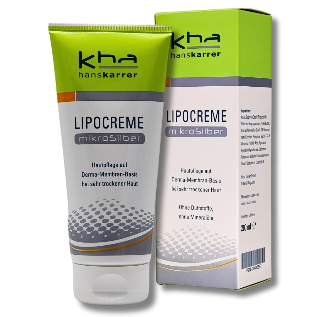 Hans Karrer Lipocreme Mikrosilber 2x 200 ml I Intensivpflege bei trockener Haut I Gesicht und Körper I Hautpflege I Feuchtigkeit I Hautschutz I ab 1 Jahr geeignet I Spar-Set plus Pharma-Perle giveaway