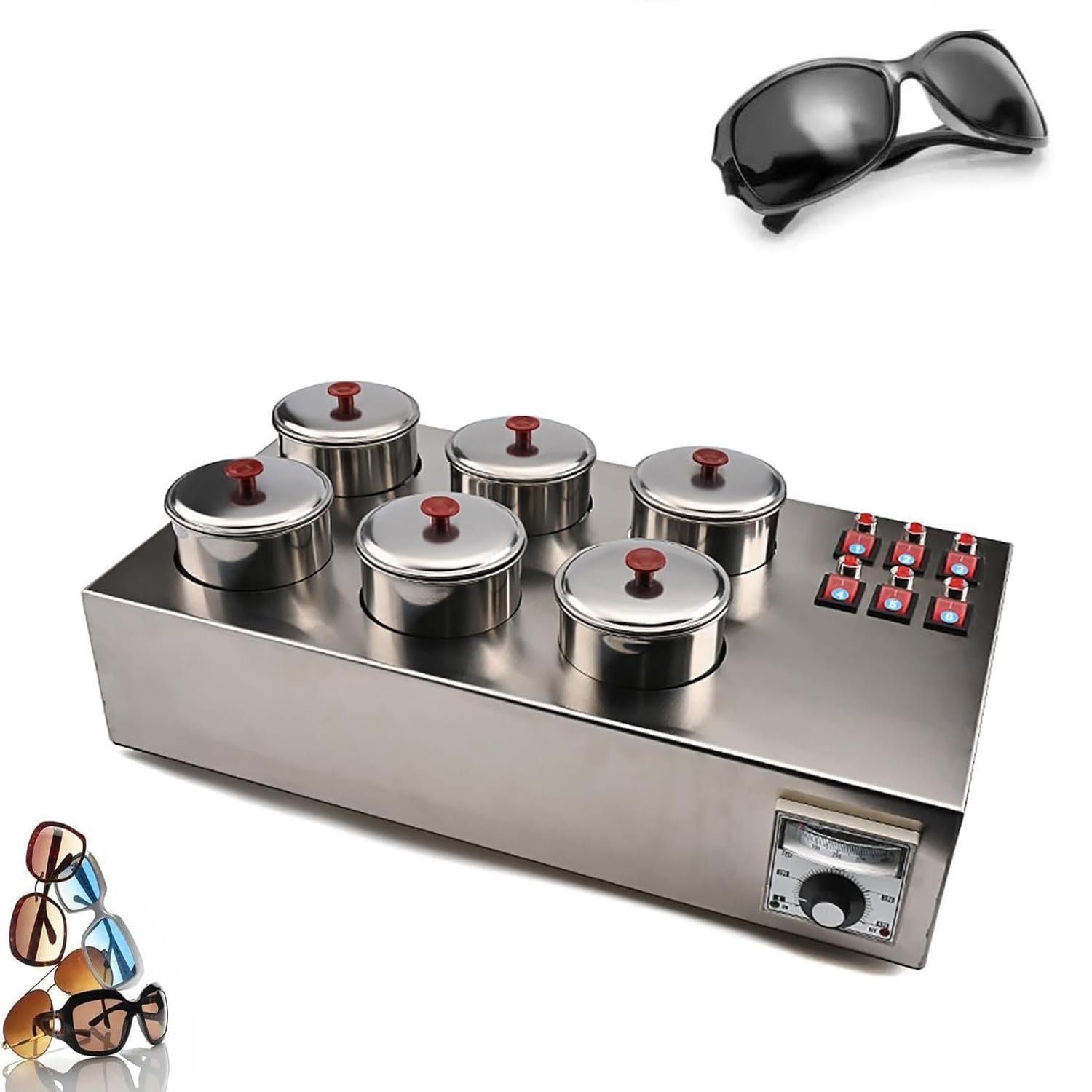 LjlXanthiper Optical Lens Dyeing Machine,Lens Tinting Machine,Uniform Dyeing,Adjustable Temperature,Fast Heat Conduction,Independent Switch,For Optical Shops,Vision Care Centers 6cups