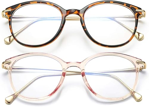 COASION Lentes de bloqueo de luz azul para mujer, estilo vintage, redondas, antirrayos azules, lentes para juegos de computadora