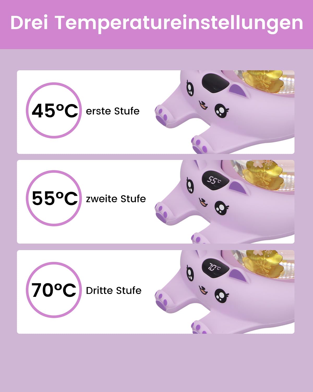 Calentador de tazas para escritorio, apagado automático, calentador de velas inteligente con 3 ajustes de temperatura, calentador de bebidas eléctrico para café, cacao, té (morado)