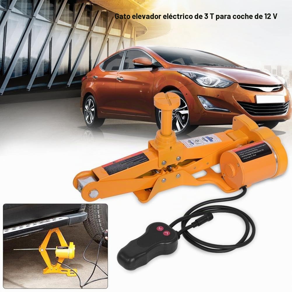 Gato hidráulico eléctrico 3T, DC 12 V, gato de tijera eléctrico con control, gato hidráulico portátil de 3 toneladas para SUV, furgonetas, garaje y equipo de emergencia, cambio de neumáticos de