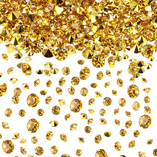 10000 peças confetes de dispersão de mesa de casamento transparente diamantes de imitação cristais acrílico para decorações de centro de mesa (ouro, 3 mm, 4 mm e 6 mm)