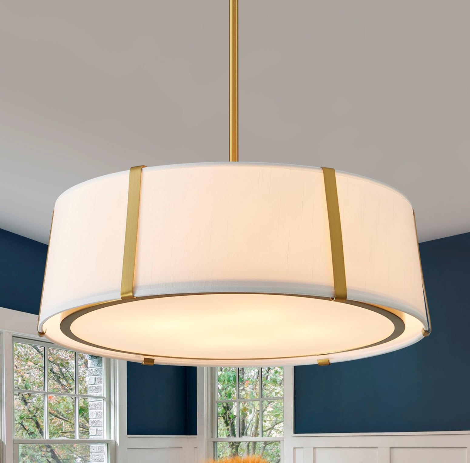 Shrine Lighting Gold Drum Chandeliers, Modern Style, Drum Shade Pendant ...