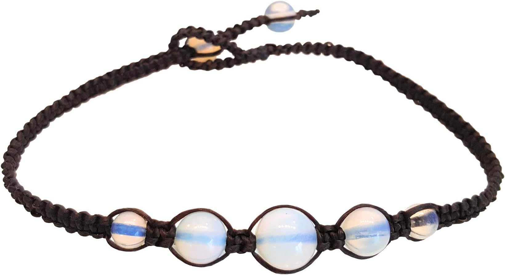 Infinityee888 Opal Moonstone Anklet Bracelet Macrame Braided woven wax cord adjustable Anklet for Men, Women, teen -NYAKOP1