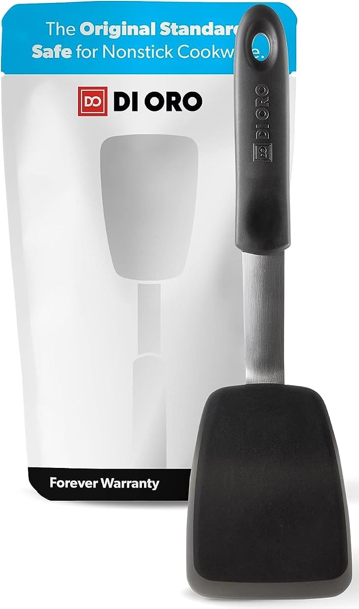 DI ORO Chef Series Silicone Spatula - 600F Heat Resistant | Flexible flippers for eggs, pancakes, and crepes; Slides under food on nonstick frying pans; BPA-free and dishwasher safe