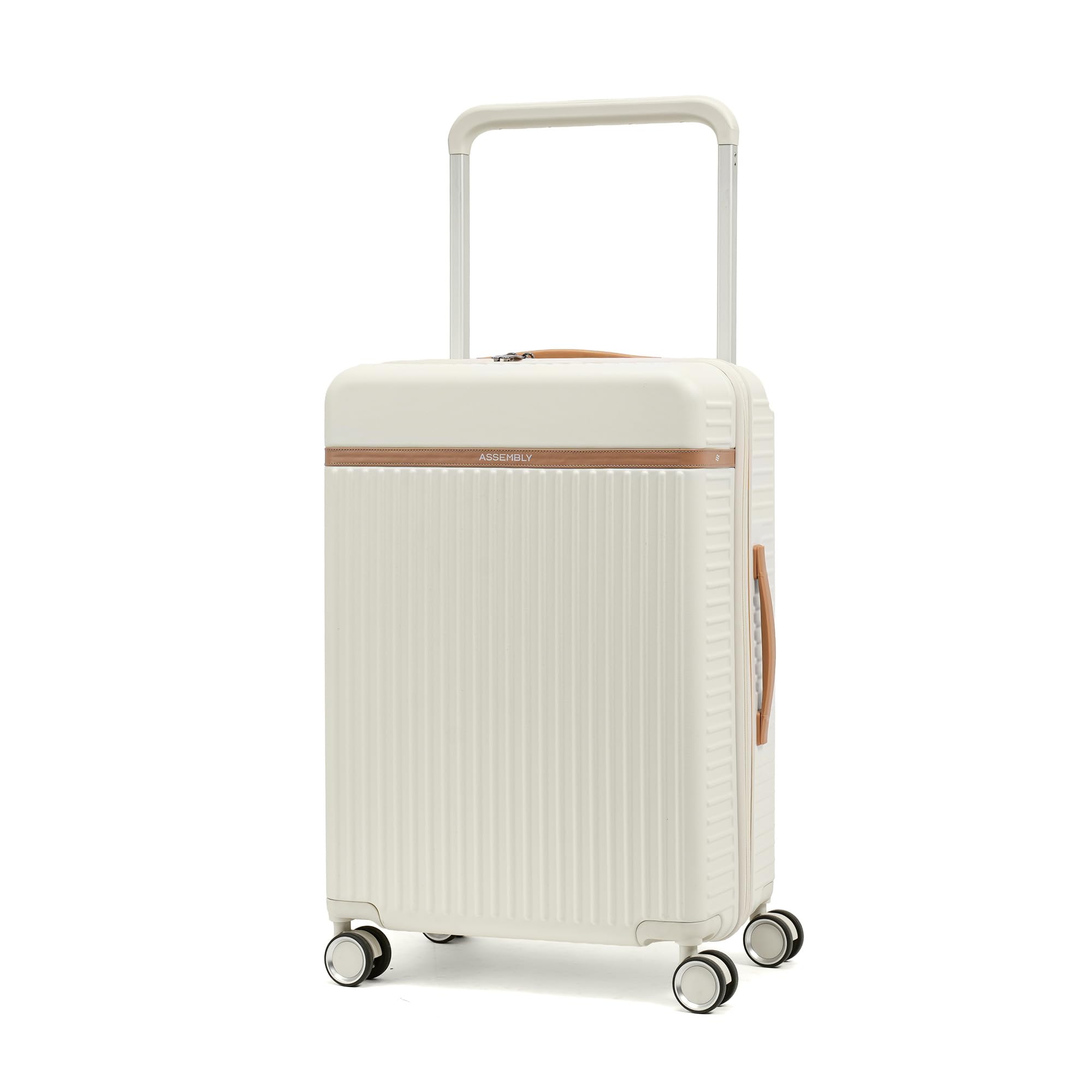 THE ASSEMBLY Hard-Sided Medium Spinner, White Check-In Luggage - 65 Cms | Premium Polycarbonate Wide Handle Trolley Bag With In-Built Tsa Lock & Silent 8 Wheels - 65 Liters - Rover