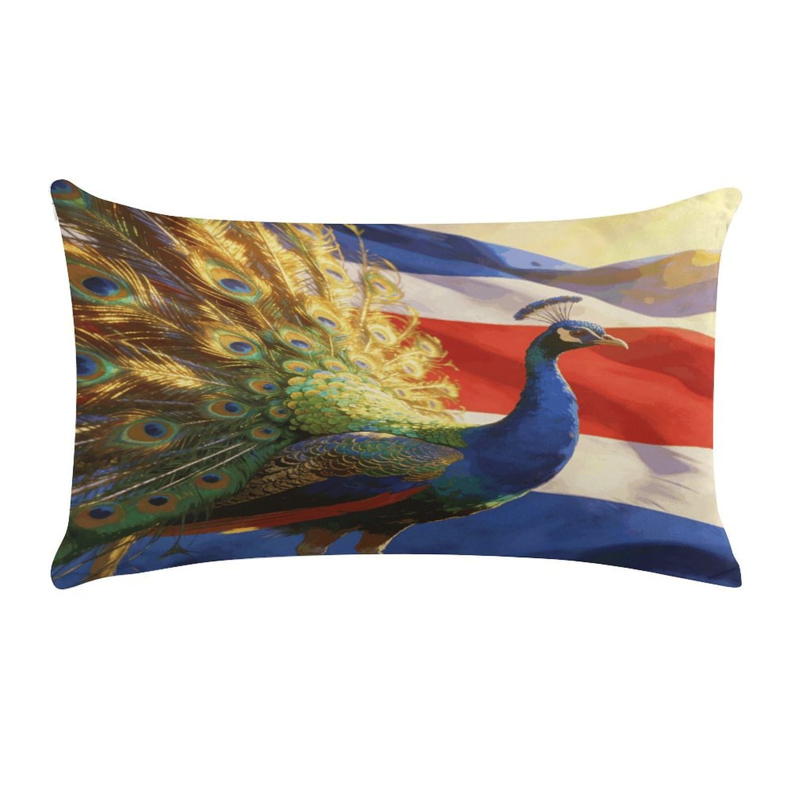 Khauerbc Style Colorful Peacock And National Flagpillow Cases Standard,Ultra Soft Microfiber Pillowcase With Zipper Closure,Bed Pillowcases Cover With Zipper For Bedroom, Sofa, Couch.