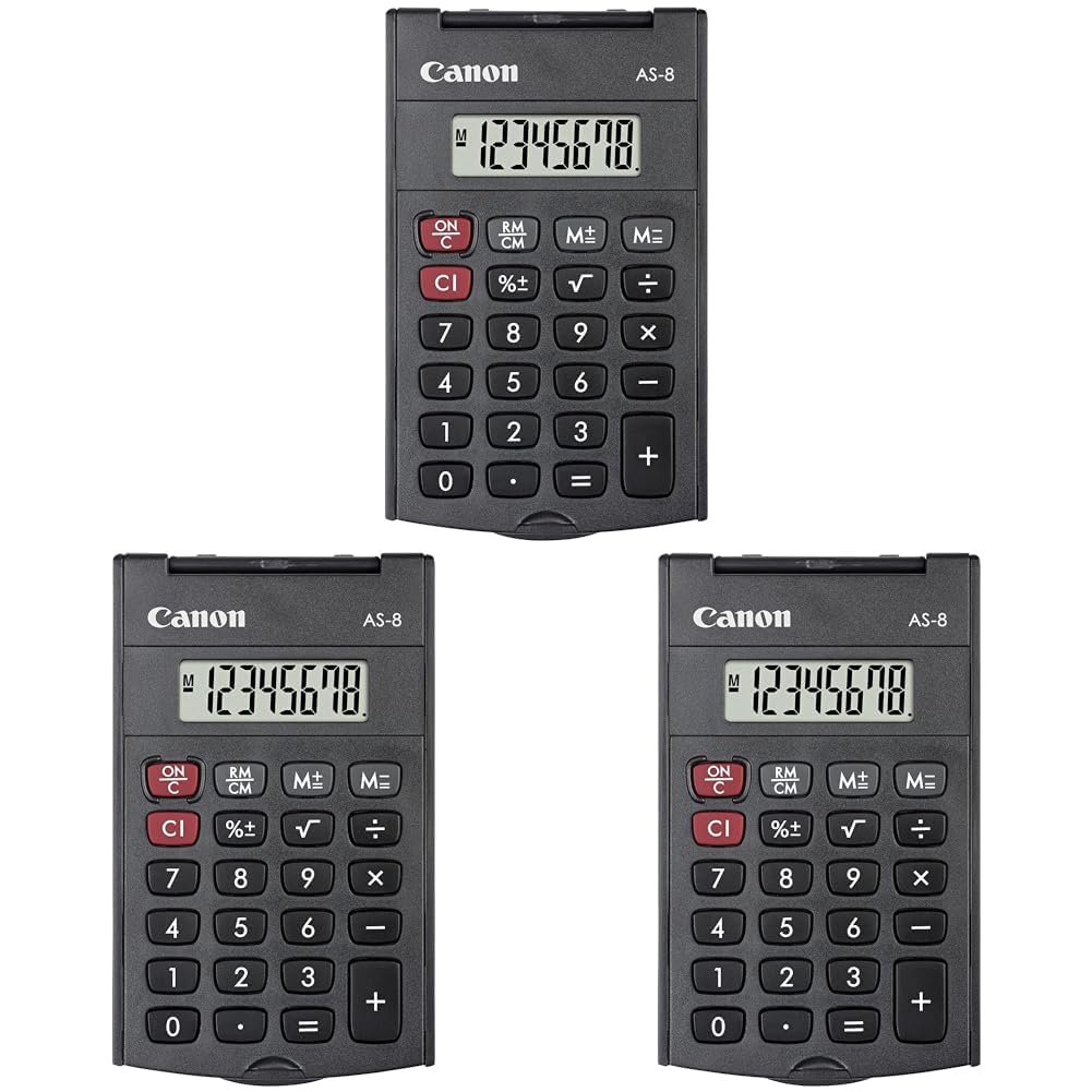 Canon AS-8 Taschenrechner, schwarz (Packung mit 3)