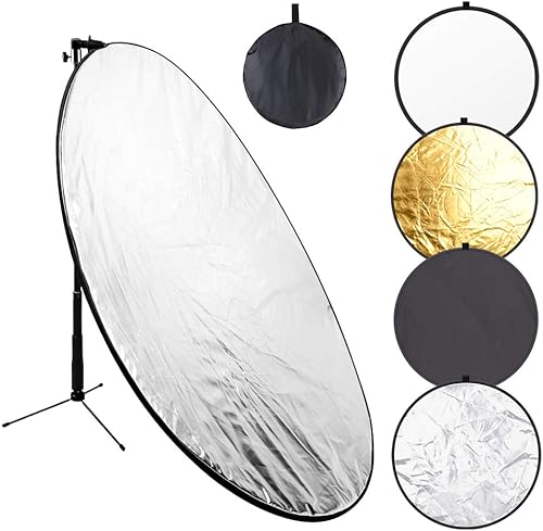 Reflector de luz plegable 5 en 1 de 43 pulgadas43.3 in con abrazadera de metal y soporte de luz para iluminación de estudio al aire libre