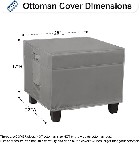 Miniatura 10 de OutdoorLines Fundas otomanas de patio impermeables para exteriores, cuadradas, a prueba de rayos UV, resistentes al viento, protector de muebles de