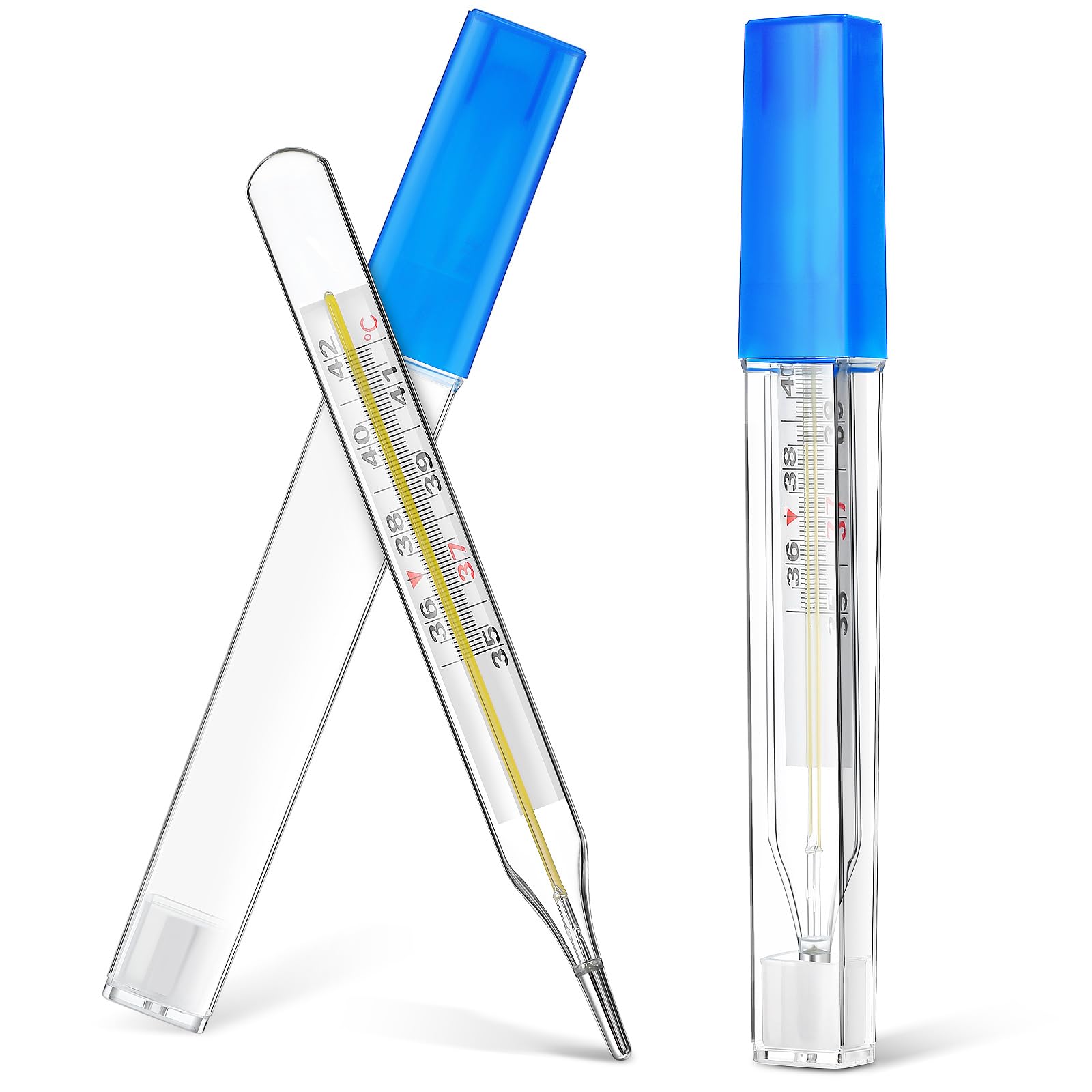 2Pc Glass Oral Temperature Adult Free Clinic Armpit Fast Reading Fever Indicator (℃ Large)