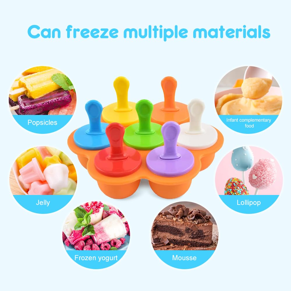 Stampi Per Ghiaccioli In Silicone 2 Pezzi - Formine Riutilizzabili Per Gelati Fatti In Casa, Senza BPA, Colori Arancione E Viola - Foto 9