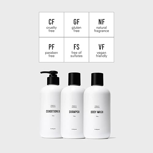 Miniatura 2 de Public Goods Artículos esenciales de ducha para hombres y mujeres  Champú natural, acondicionador y gel de baño  Fabricado con aceites esenciales