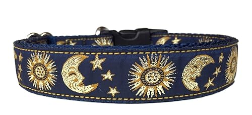 Sun and Moon Dog Collar - fits a medium to large size dog - micro business crafter made in the USA