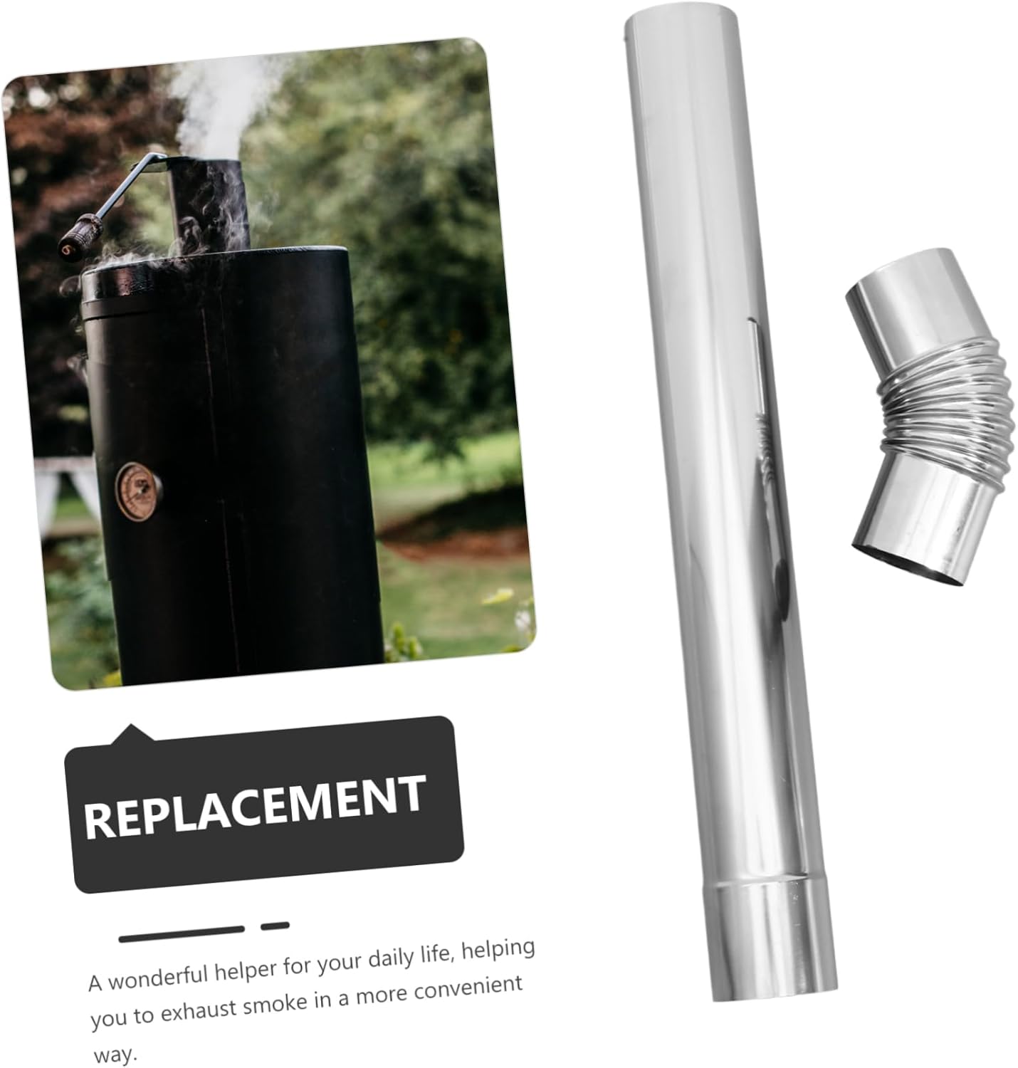 Cabilock 2pcs Stainless Steel Elbow Pipe Straight Pipe Set Essential Chimney Accessories for Efficient Water Heater Ventilation Camping Stove Use