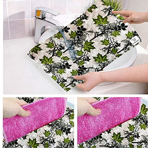 Image of Combo Set of Flower Print 1 Pc Fridge Top Cover with 6 Utility Pockets And 4 Pc Fridge Mats (Green, Set of 5) (1FC4FM-GRPFLW-GRN)
