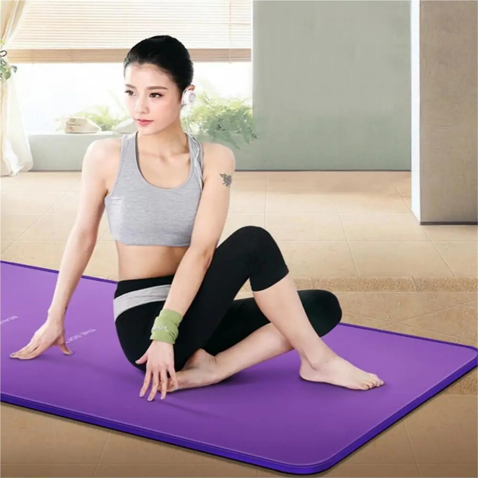Esterilla de yoga gruesa para hacer ejercicio, antideslizante, gruesa, para gimnasio, deportes, pilates, pilates, estiramiento, gimnasia, gimnasio y campamentos