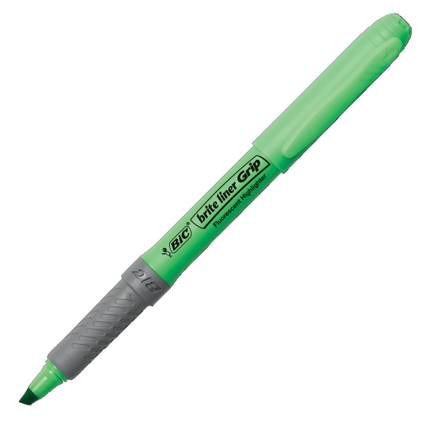 BIC Surligneur Brite Liner Grip, pointe biseautée, couleurs fluorescentes, 5/Lot