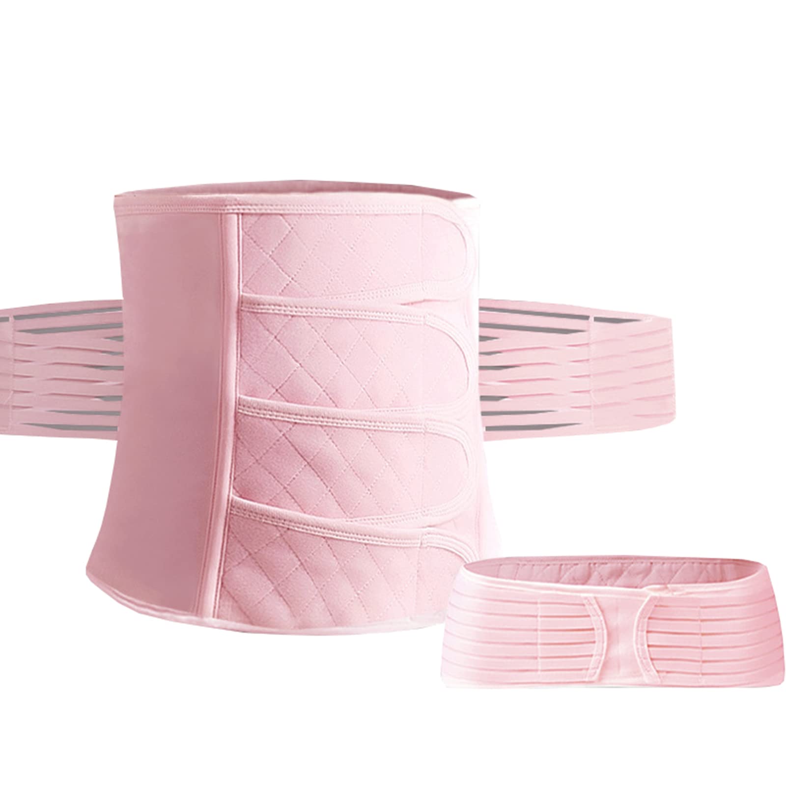 2 en 1 Soporte posparto Recuperación Vientre Envoltura Cintura Pelvis Posparto Vientre Binder C Sección Cinturón Postnatal Recuperación Soporte Banda Postnatal Abdominal Binder,L,Pink