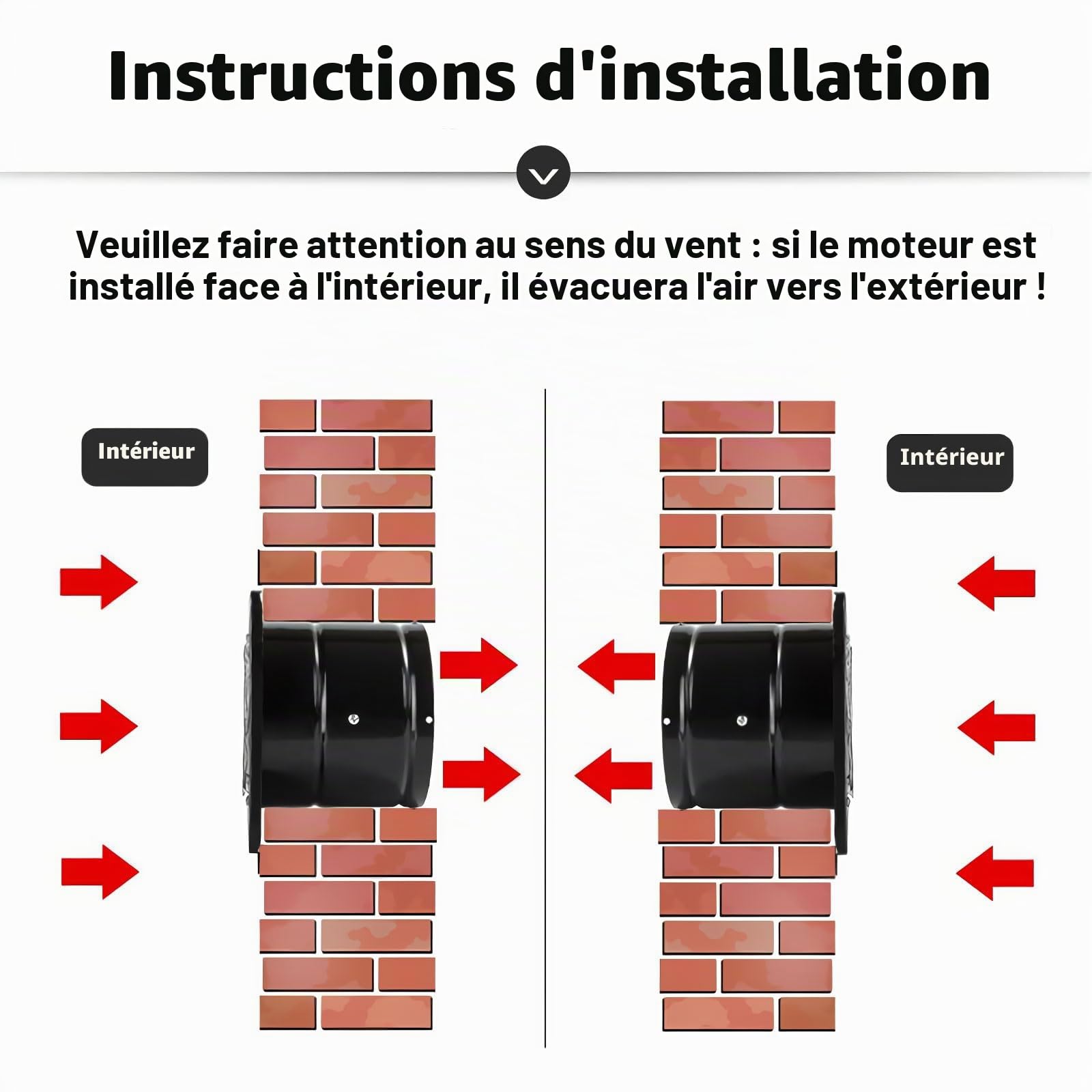 100 mm Extracteur d'Air, Ventilateur Mural 140m³/h avec Clapet Anti-Retour Matériau Métallique, Prévention de l'Humidité et Refroidissement, pour Salle de Bain, Cuisine, Bureau, WC, Garage - Noir