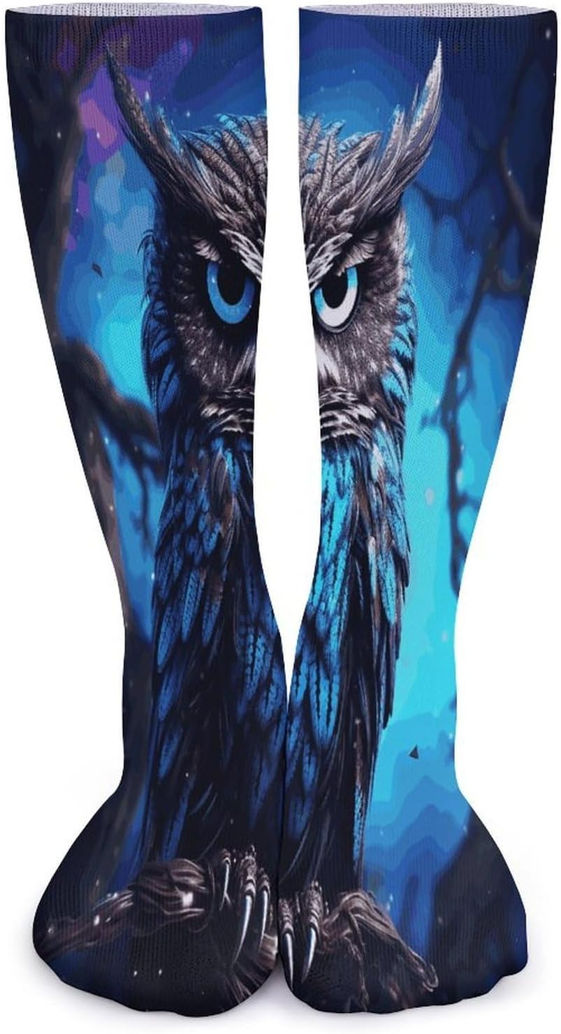 Blue Owl Crew Socks Soft Thermal Socks | Socks for Men Women-Casual Wicking,High Stocking for Sports Running-Long Thin Tube Sports Breathable