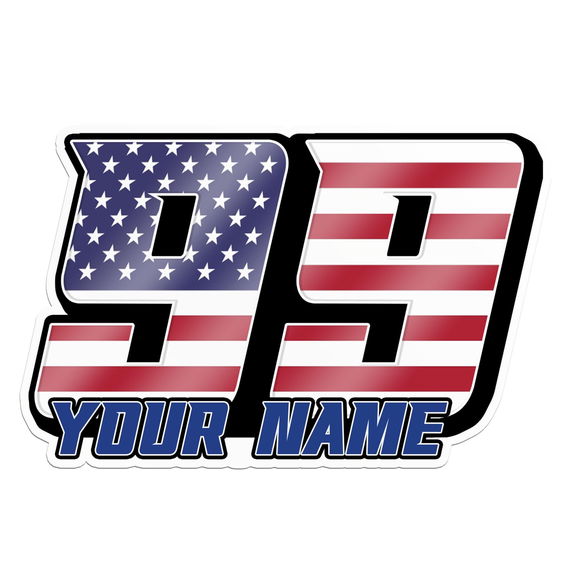 Personalized Racing Sticker Custom Number Name Country Flag Plate Decal RC Waterproof Vinyl Decal for Water Bottles Tumblers Laptops Hard Hat Kindle