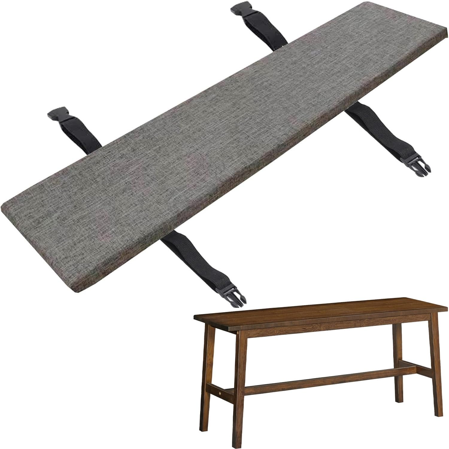 Colchonetas para bancos de exterior de 180 x 30 cm, 220 x 25 pulgadas, 200 x 30 pulgadas, 170 x 23 cm de grosor, almohadillas acolchadas grises para asiento de jardín y mesa