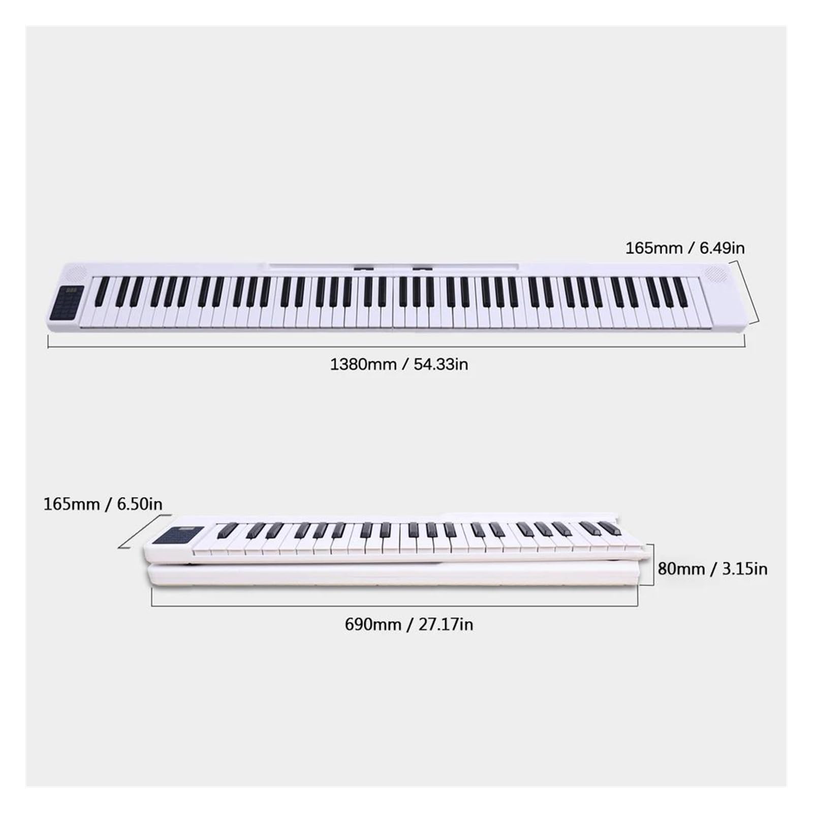 klawiatura elektroniczna Przenośne 88 Klawiszy Składane Pianino Cyfrowe Pianino Elektroniczne Klawiatura Fortepianowa Klawiatura Syntezatora Instrumentów Fortepianowych (Color : Silver)