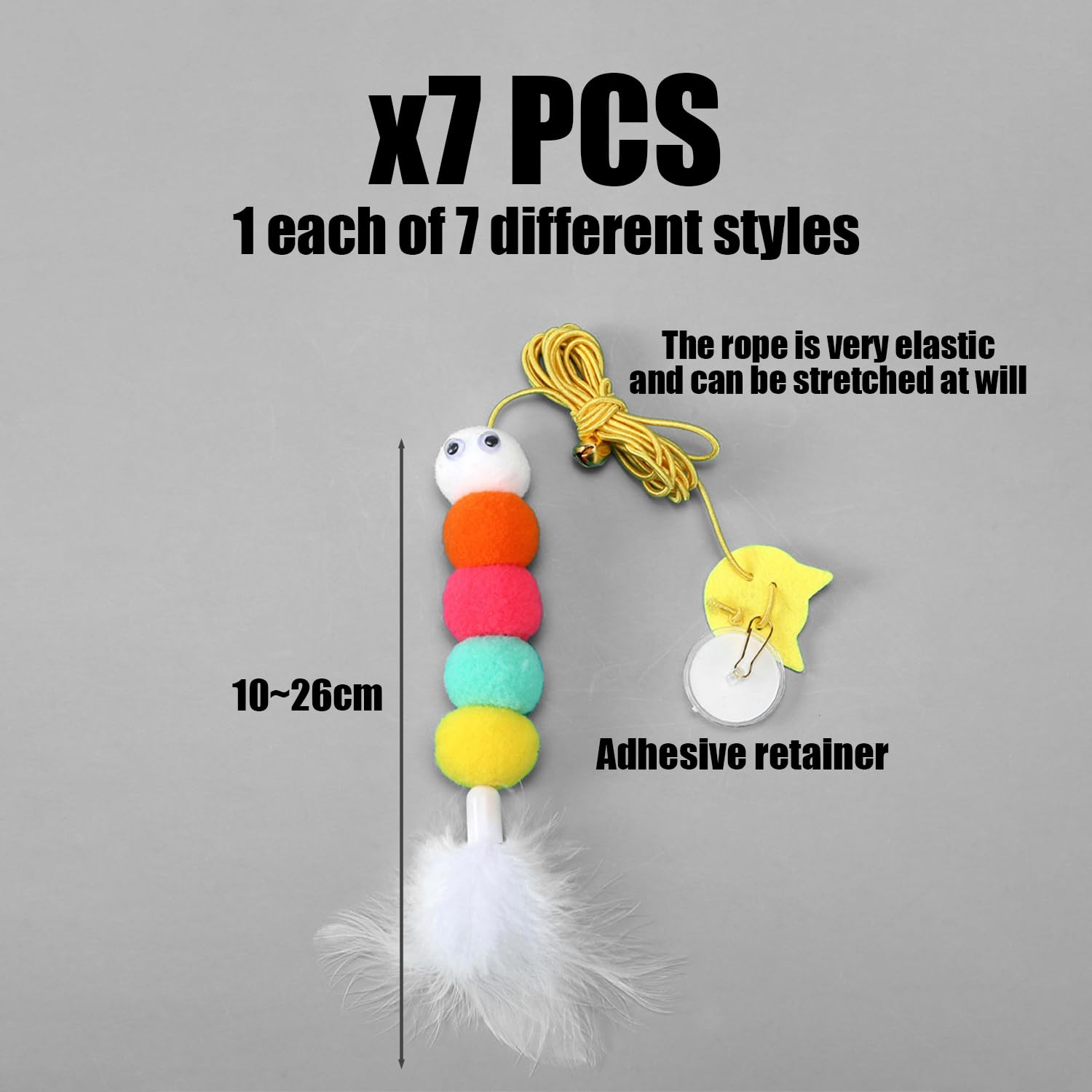 USHXVG 7 Piece Cat Toys, Door Hanging Retractable & Plush Spring Toys, Interactive for Indoor Cats, 26cm, 23cm, 24cm, 18cm - Image 2