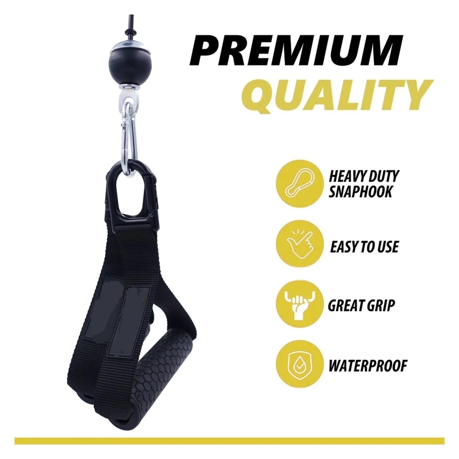 Bandas de resistencia Asas Asas de gimnasio de alta resistencia, núcleos ABS sólidos con mosquetón for accesorio de máquina de cables, accesorios de entrenamiento de Fitness en casa(With Metal Handle)