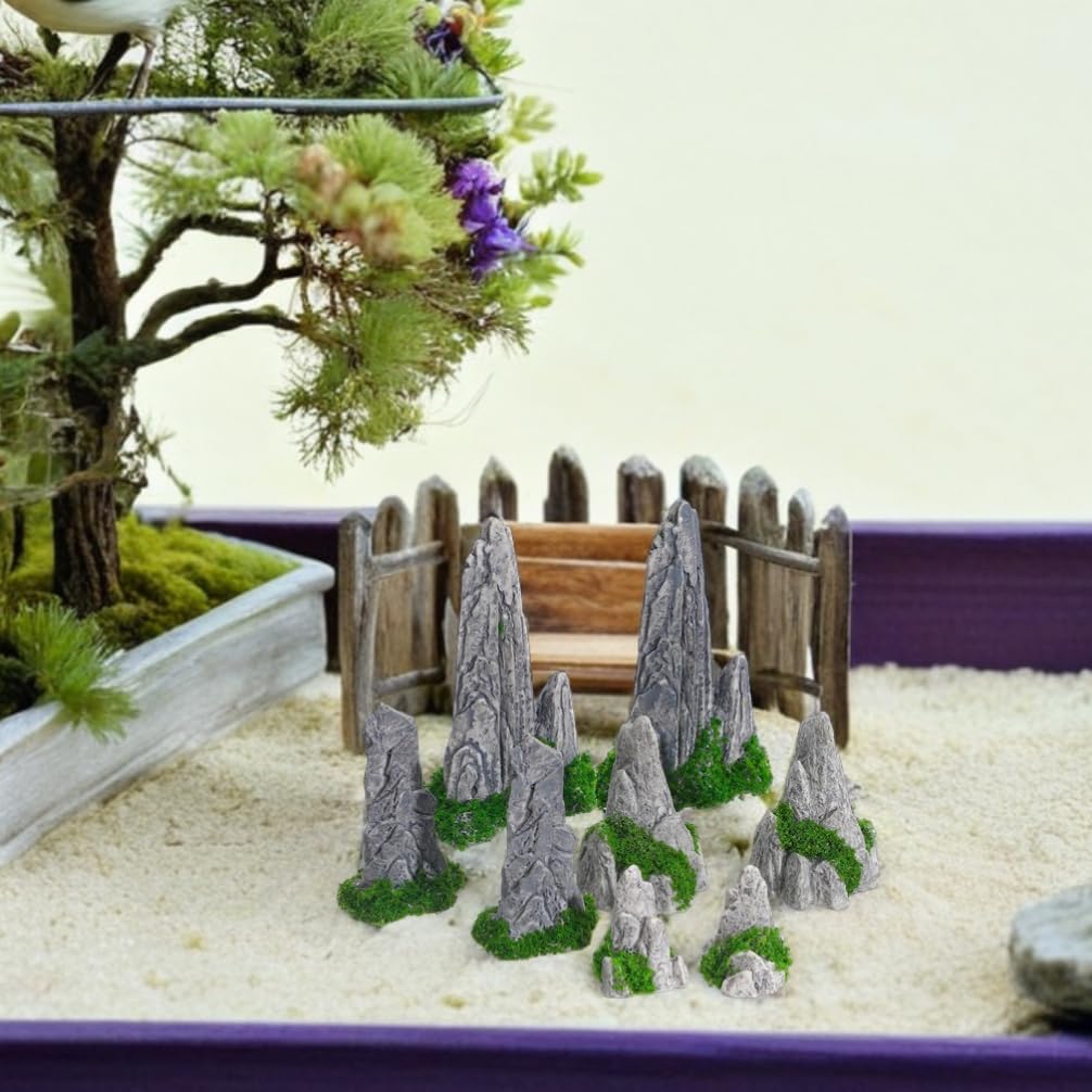 DOITOOL 16 Pcs Mini Rockery Ornaments, Bonsai Zen Garden Decorations