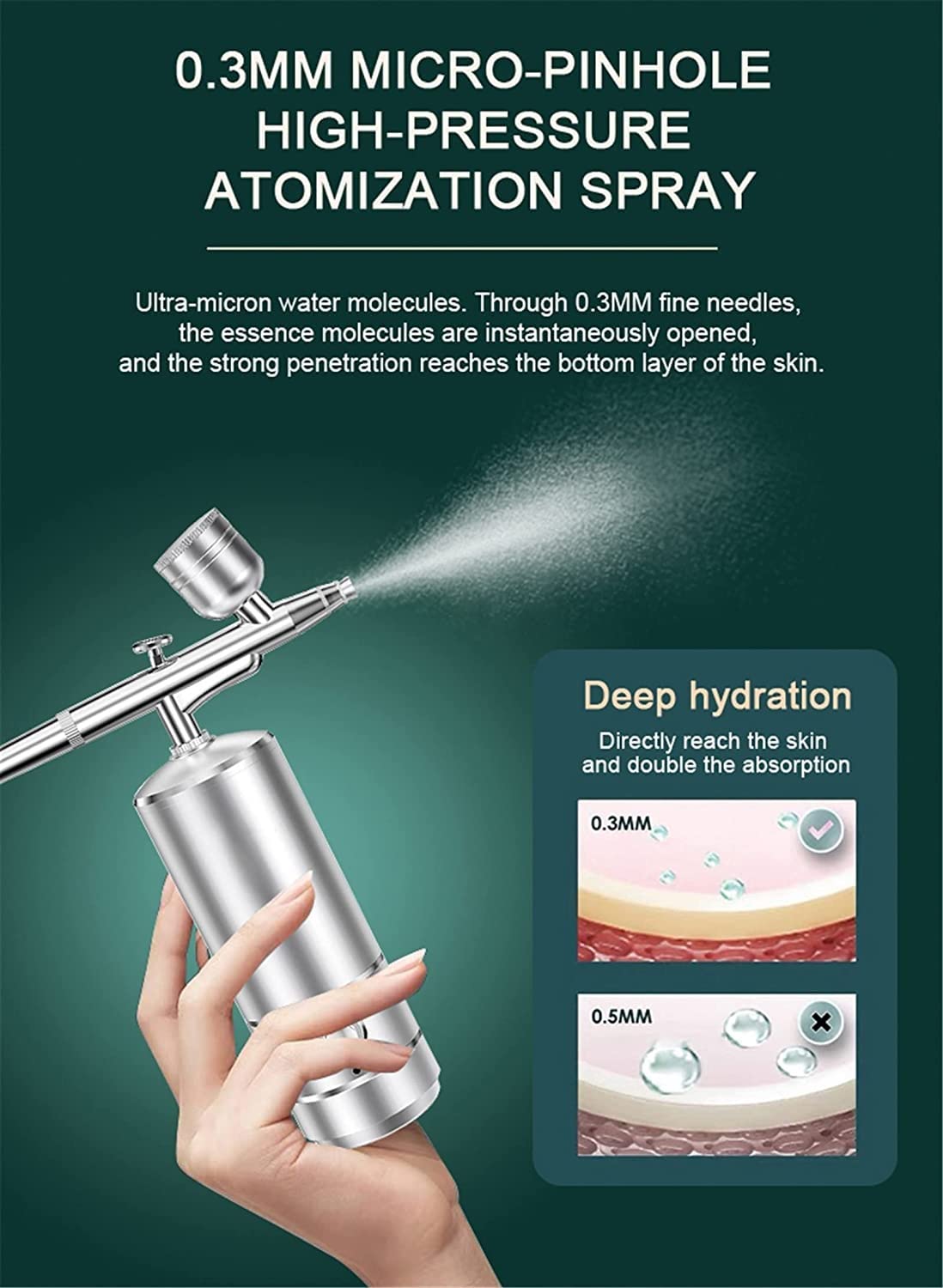 X&Z-XAOY Pulverizador De Oxígeno De Agua A Alta Presión Máquina Facial De Oxígeno Profesional Aerógrafo Nano Spray Hidratante Portátil para La Piel De La Cara